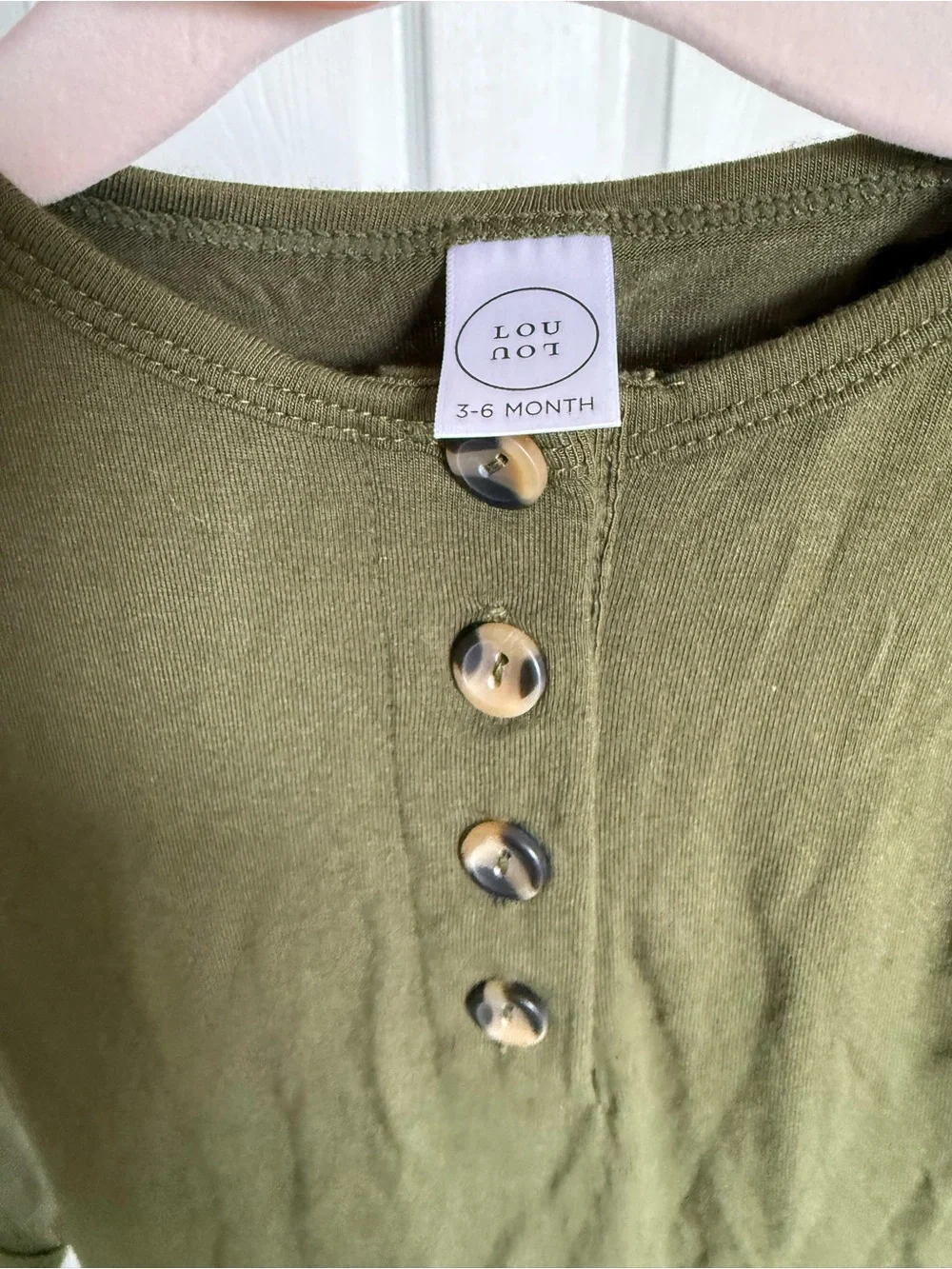 Lou Lou & Co Riley Knotted Bamboo Gown - Olive Green Pajama size 3-6 months